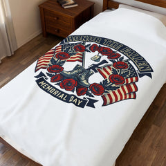 Honor the Fallen Memorial Day Velveteen Plush Blanket | USA 250, vintage distressed Americana