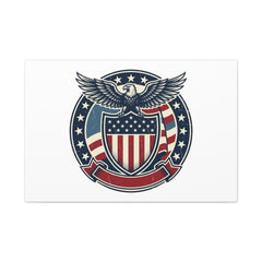 USA 250 Vintage Distressed Eagle Shield Canvas, Memorial Day Americana 1776–2026