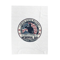 Memorial Day Salute Velveteen Plush Blanket | USA 250, 1776–2026, vintage distressed
