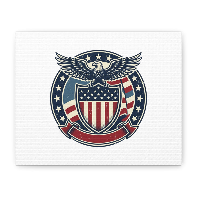 USA 250 Vintage Distressed Eagle Shield Canvas, Memorial Day Americana 1776–2026