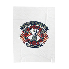 Honor the Fallen Memorial Day Velveteen Plush Blanket | USA 250, vintage distressed Americana