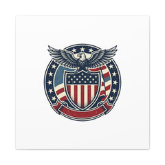 USA 250 Vintage Distressed Eagle Shield Canvas, Memorial Day Americana 1776–2026
