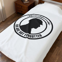 You Are Not Forgotten Velveteen Plush Blanket | Memorial Day USA 250, 1776–2026, vintage distressed Americana