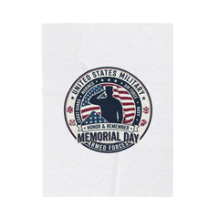 Memorial Day Salute Velveteen Plush Blanket | USA 250, 1776–2026, vintage distressed