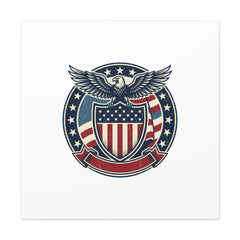 USA 250 Vintage Distressed Eagle Shield Canvas, Memorial Day Americana 1776–2026