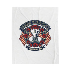 Honor the Fallen Memorial Day Velveteen Plush Blanket | USA 250, vintage distressed Americana