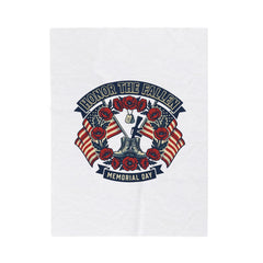Honor the Fallen Memorial Day Velveteen Plush Blanket | USA 250, vintage distressed Americana