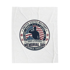 Memorial Day Salute Velveteen Plush Blanket | USA 250, 1776–2026, vintage distressed