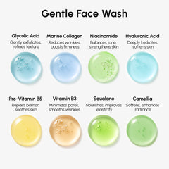 Face Polishing Scrub & Exfoliator in blue jar for smooth, glowing skin with collagen and glycolic acid.