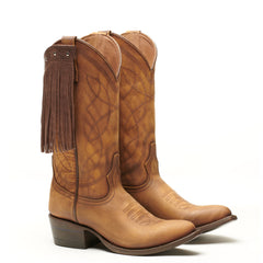 Stylish Boot Fringe cowboy boots with brown leather and decorative fringe for everyday fashion.