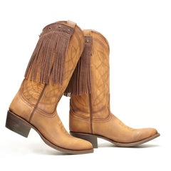 Stylish Boot Fringe cowboy boots with brown leather and decorative fringe for everyday fashion.